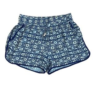Blue Patterned Flowy Boho Shorts